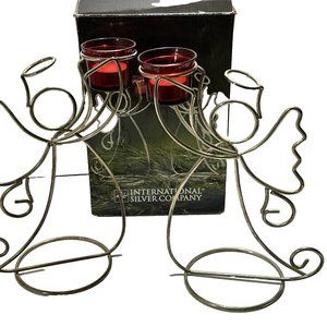International Silver Company Angel Votive Candle Holders Silver Plated Festive